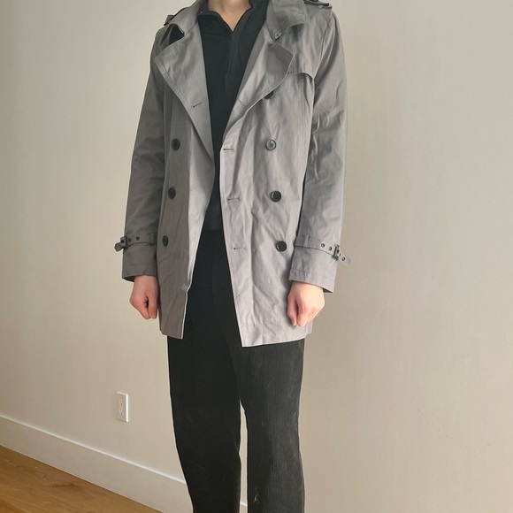 SELECTED GREY TRENCH COAT JACKET - M - Picture 7 of 14